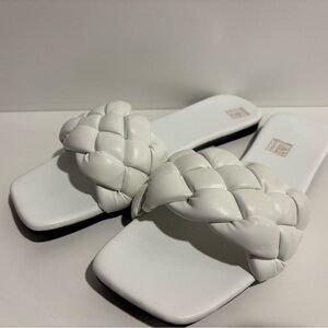 Braided Slide Sandals for Women in White
